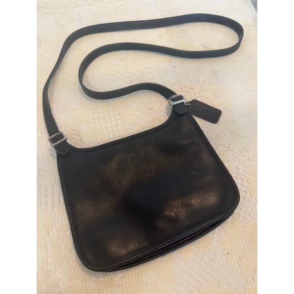 Coach 9142 Black Leather Mini Hippie Flap Crossbody Purse - Picture 1 of 8